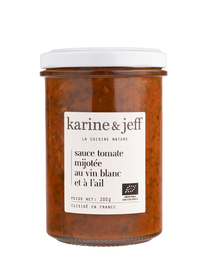 Sauce tomate vin blanc ail bio Karine & Jeff pour épicerie fine